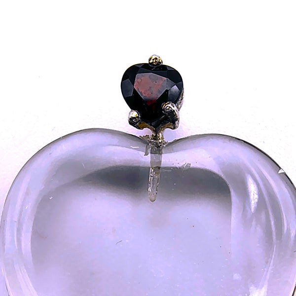 Vintage Garnet with a clear quartz heart shape pendant