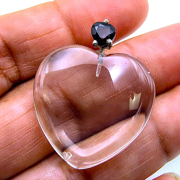 Vintage Garnet with a clear quartz heart shape pendant