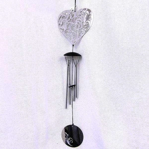 Woodstock Flourish Chime Heart Silver Wind Chime 18"