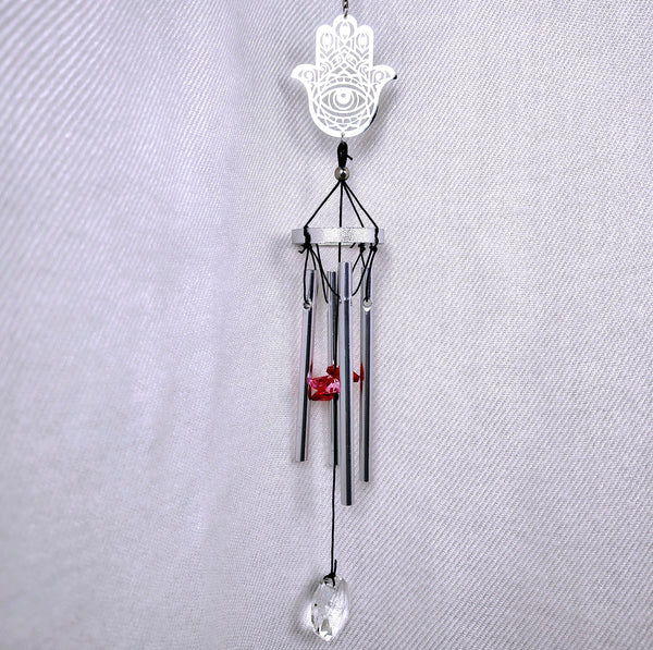 Mini Sun Chime Healing Hand Crystal, Fatima Hand hanger 10"
