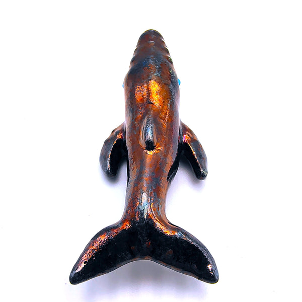 Raku Humpback Whale "Creativity" Spirit Friends Mini Figurine Glazed Raku Pottery