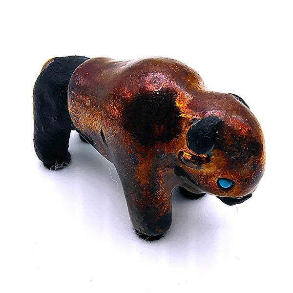 Raku Bison "Honor" Spirit Friends Mini Figurine Glazed Raku Pottery