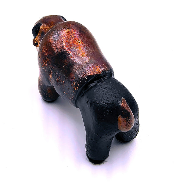 Raku Bison "Honor" Spirit Friends Mini Figurine Glazed Raku Pottery