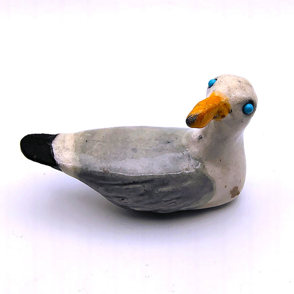 Raku Seagull "Ingenuity" Spirit Friends Mini Figurine Glazed Raku Pottery