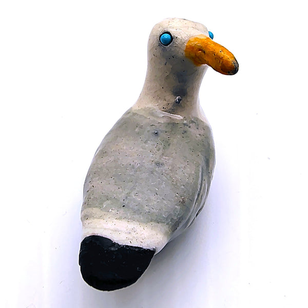Raku Seagull "Ingenuity" Spirit Friends Mini Figurine Glazed Raku Pottery