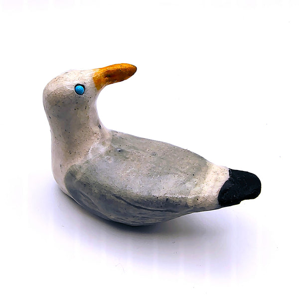 Raku Seagull "Ingenuity" Spirit Friends Mini Figurine Glazed Raku Pottery