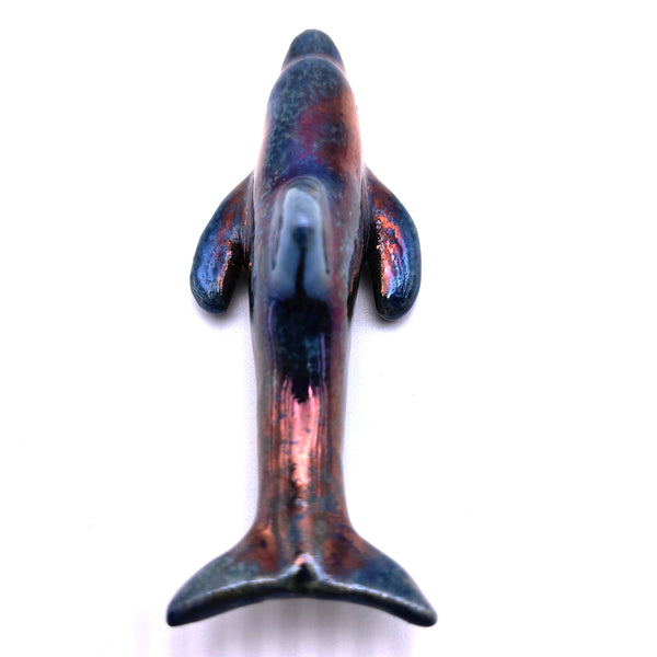 Raku Dolphin "Joy" Spirit Friends Mini Figurine Glazed Raku Pottery
