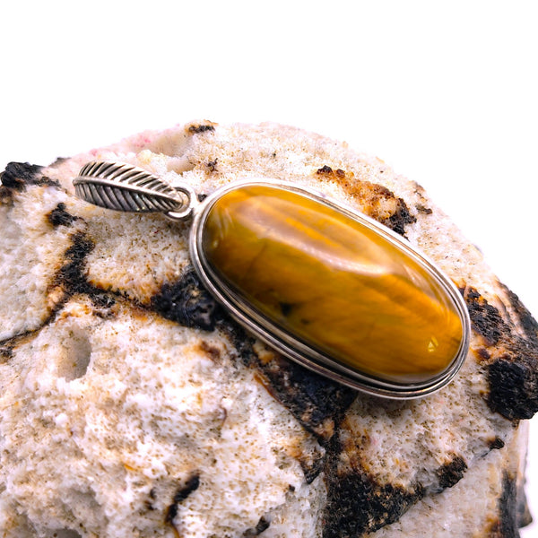 Tiger Eye Oval shape pendant Sterling Silver