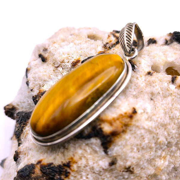 Tiger Eye Oval shape pendant Sterling Silver