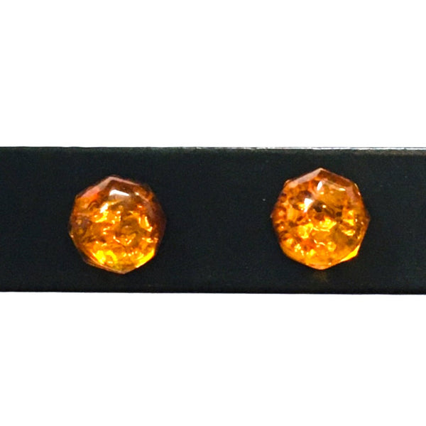 Small stud Earrings Cognac Amber Sterling Silver