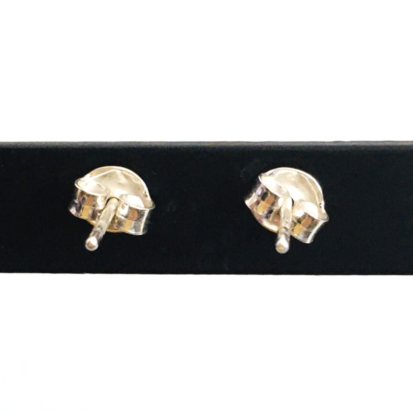 Round mini stud Earrings Cognac Amber Sterling Silver