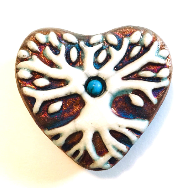 Mini Heart Tree of Life Raku Pottery