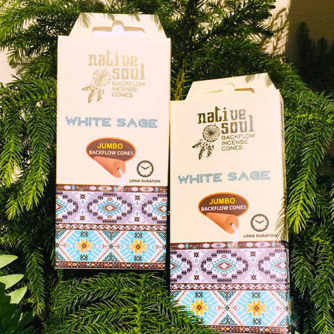 Native Soul Backflow Incense Jumbo Cones White Sage