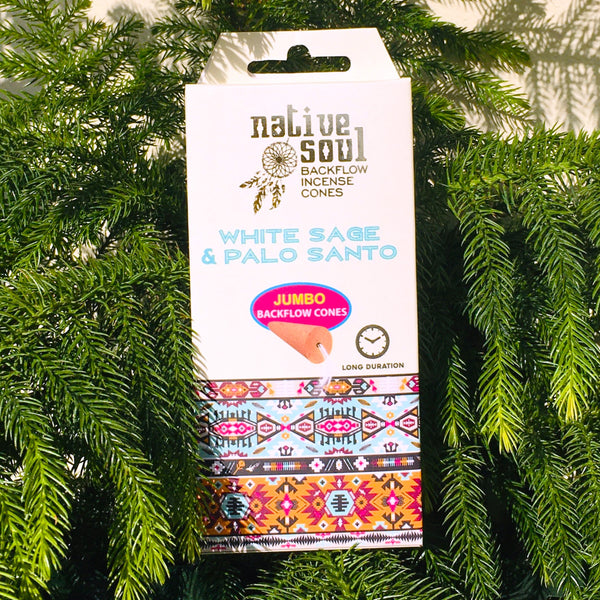 Native Soul Backflow Incense Jumbo Cones White Sage & Palo santo