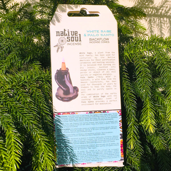 Native Soul Backflow Incense Jumbo Cones White Sage & Palo santo