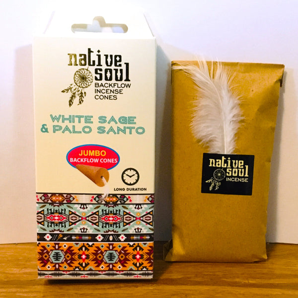 Native Soul Backflow Incense Jumbo Cones White Sage & Palo santo
