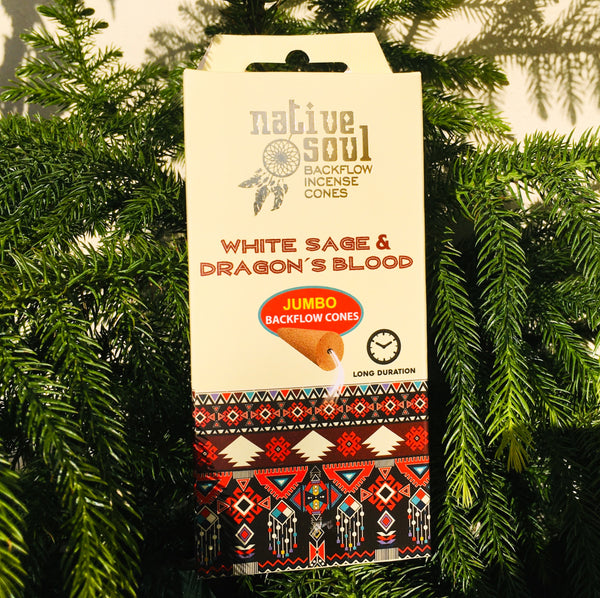 Native Soul Backflow Incense Jumbo Cones White Sage & Dragon's Blood