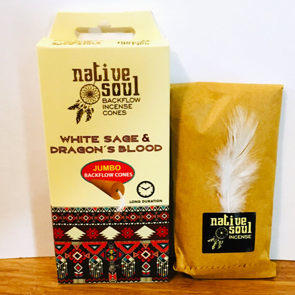Native Soul Backflow Incense Jumbo Cones White Sage & Dragon's Blood