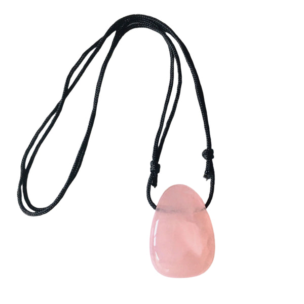 Rose Quartz Stone Crystal Pendant tumble necklace