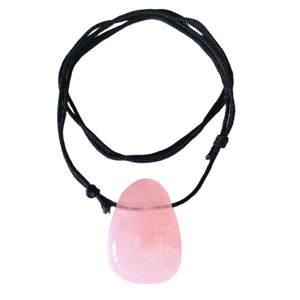 Rose Quartz Stone Crystal Pendant tumble necklace