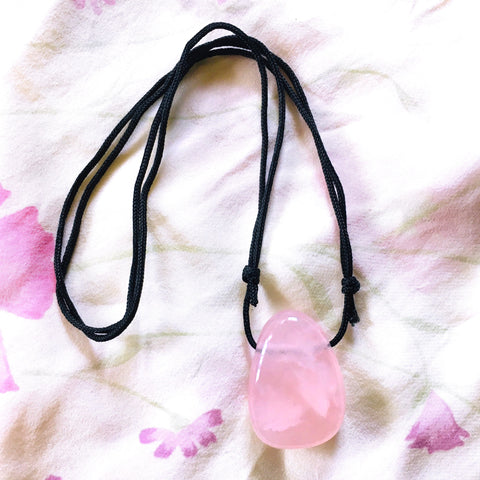 Rose Quartz Stone Crystal Pendant tumble necklace