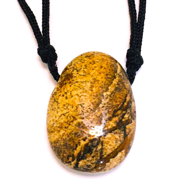 Picture Jasper Stone Crystal Pendant tumble necklace