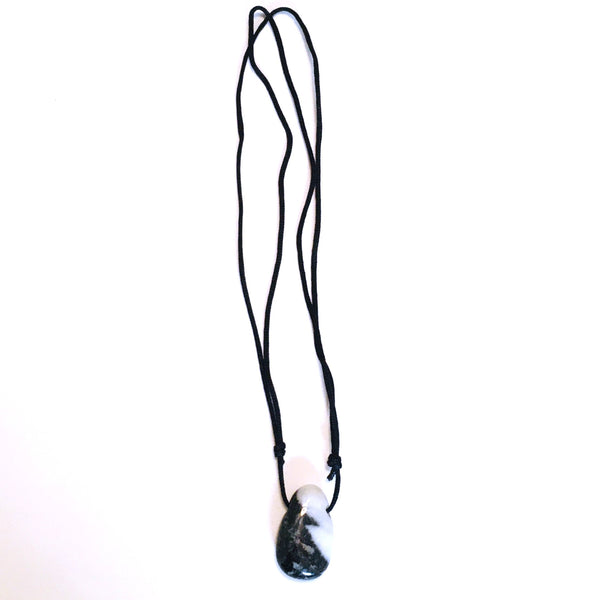 Zebra Jasper Stone Crystal Pendant tumble necklace