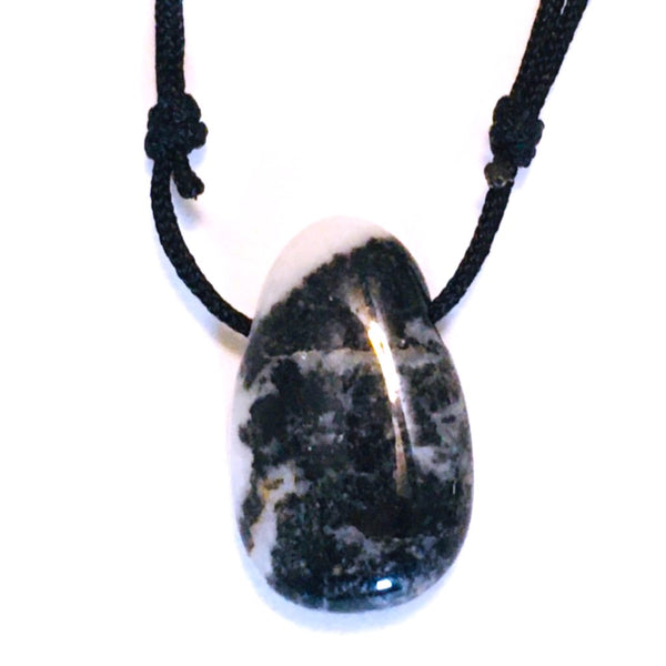 Zebra Jasper Stone Crystal Pendant tumble necklace