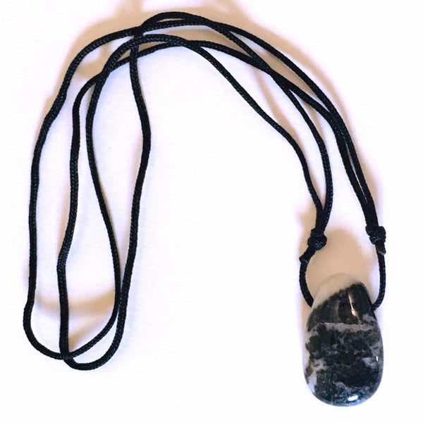 Zebra Jasper Stone Crystal Pendant tumble necklace