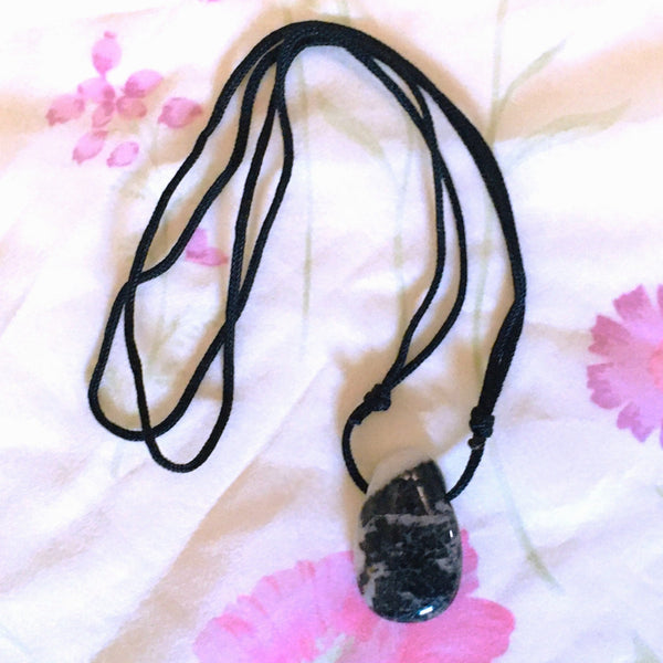 Zebra Jasper Stone Crystal Pendant tumble necklace
