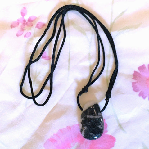 Zebra Jasper Stone Crystal Pendant tumble necklace