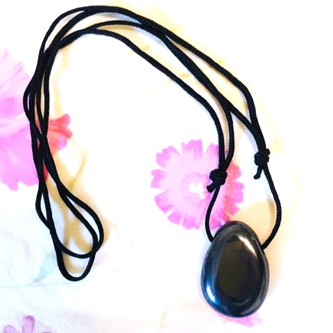 Hematite Stone Crystal Pendant tumble necklace