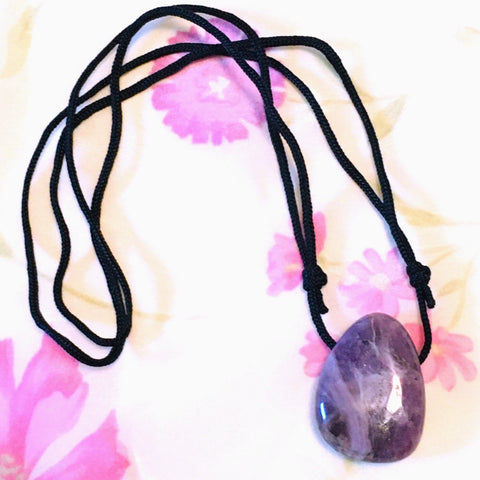 Lepidolite Stone Crystal Pendant tumble necklace
