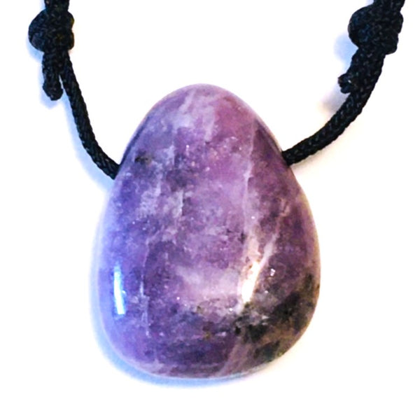 Lepidolite Stone Crystal Pendant tumble necklace