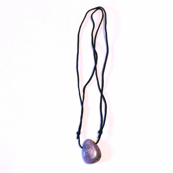 Lepidolite Stone Crystal Pendant tumble necklace