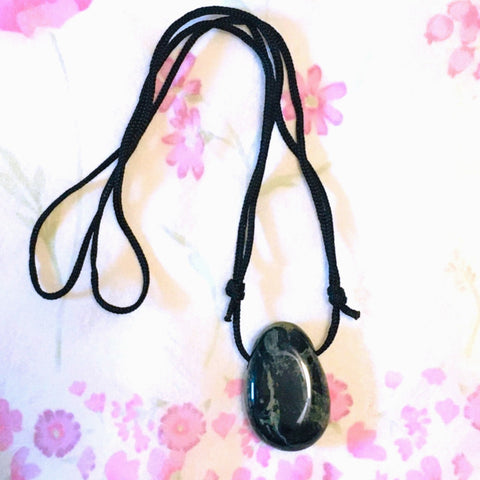Kambaba Jasper Stone Crystal Pendant tumble necklace