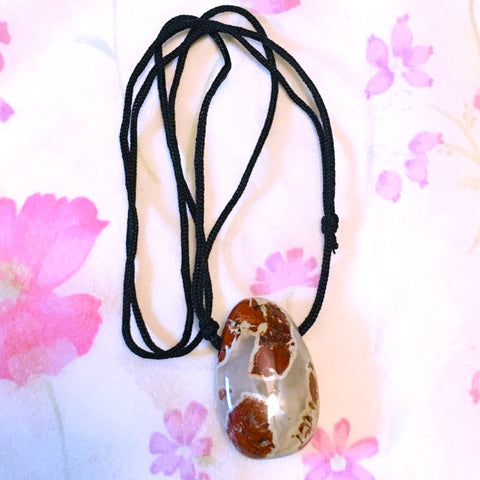 Poppy Jasper Stone Crystal Pendant tumble necklace