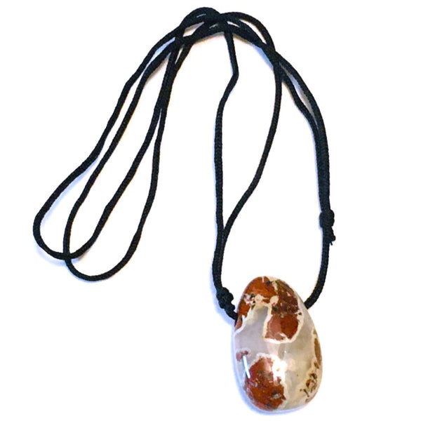 Poppy Jasper Stone Crystal Pendant tumble necklace