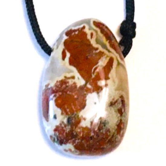 Poppy Jasper Stone Crystal Pendant tumble necklace