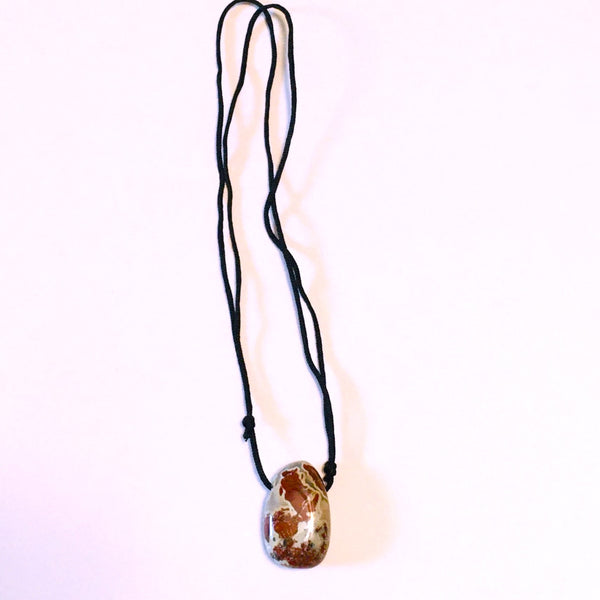Poppy Jasper Stone Crystal Pendant tumble necklace
