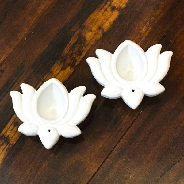 Mini Lotus Flower White Incense Cone Burner candle holder