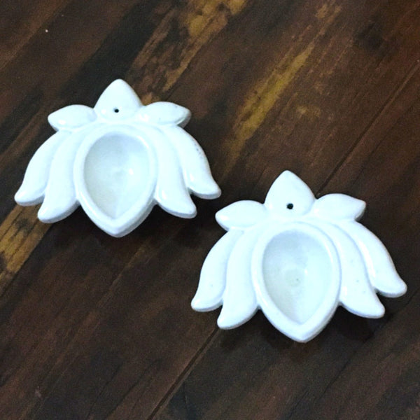 Mini Lotus Flower White Incense Cone Burner candle holder