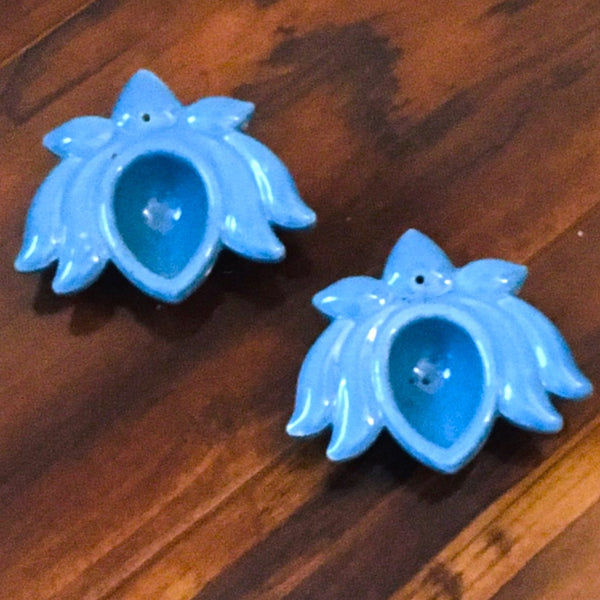 Mini Lotus Flower Blue Incense Cone Burner candle holder