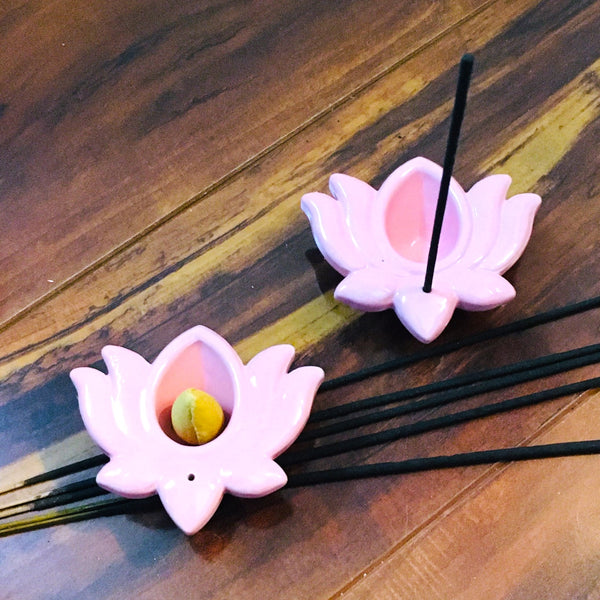 Mini Lotus Flower Pink Incense Cone Burner candle holder