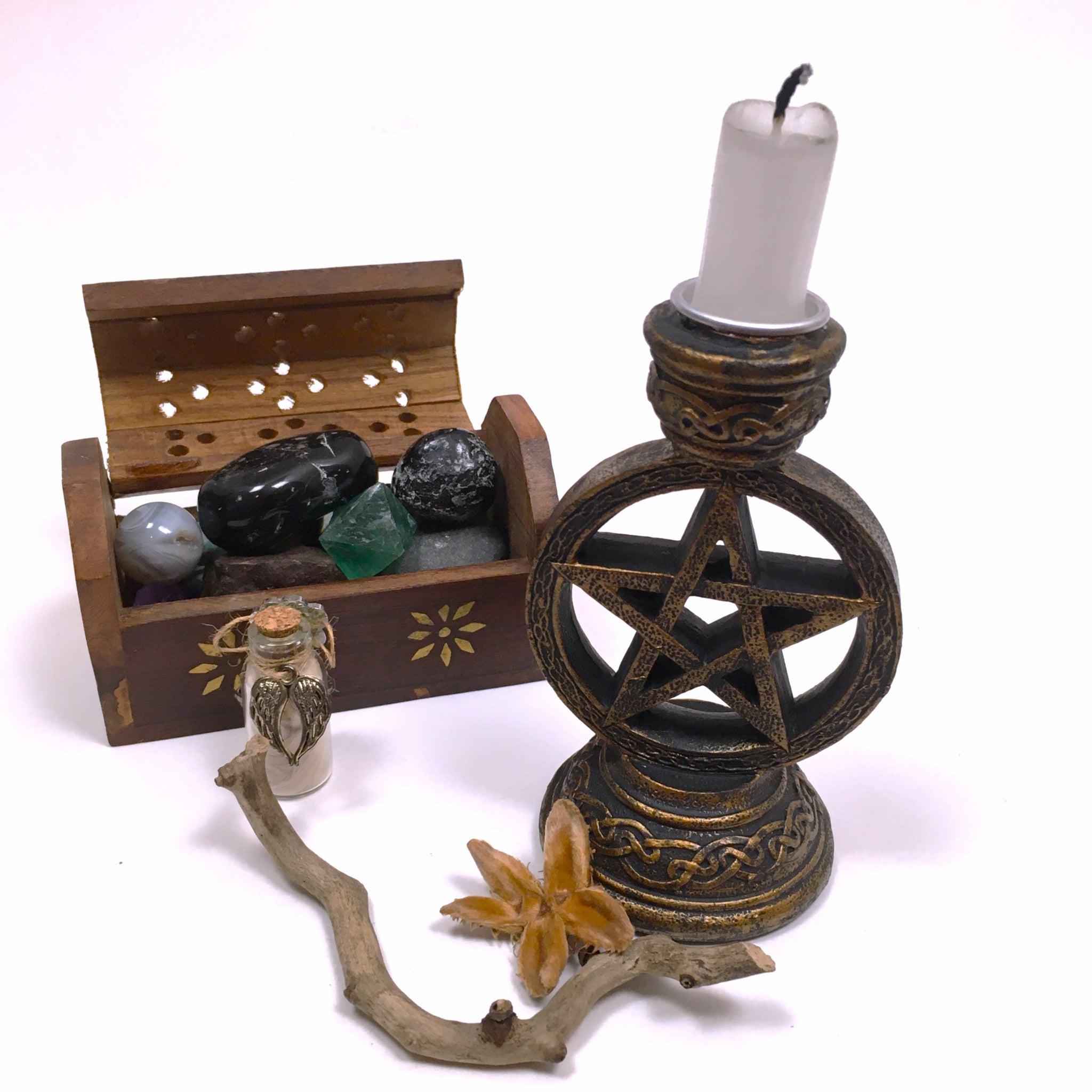 Wicca Pagan Witchcraft Pentagram Candle Incense Holder