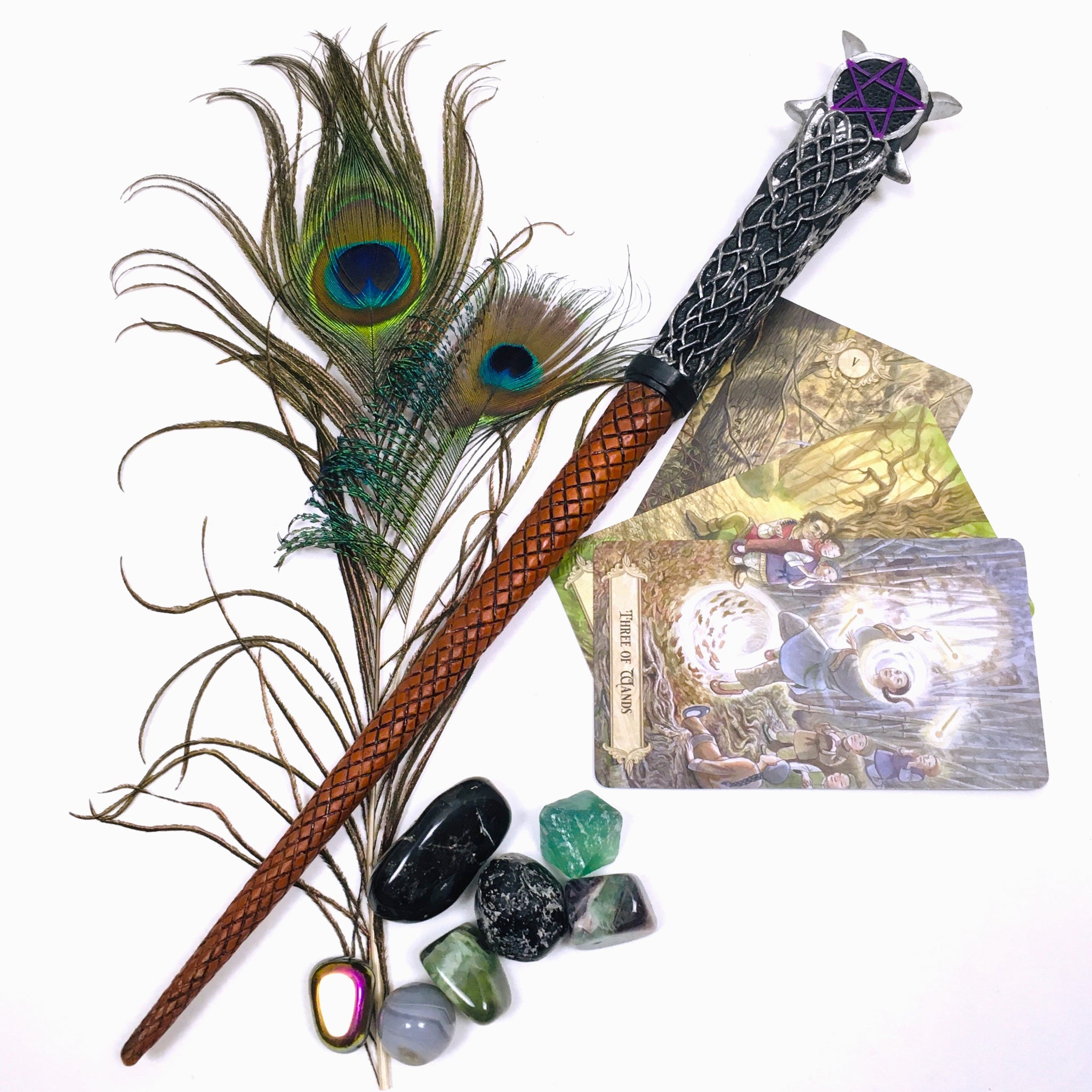 Sacred Moon Triple Moon Pentagram Magic Wand