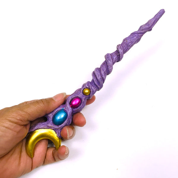 Celestial Crescent Moon Multicolor Orbs Magic Wand