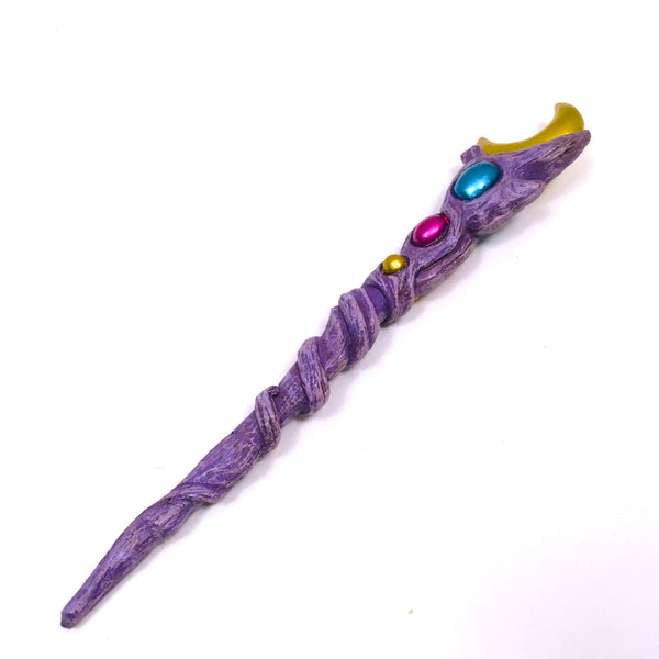 Celestial Crescent Moon Multicolor Orbs Magic Wand