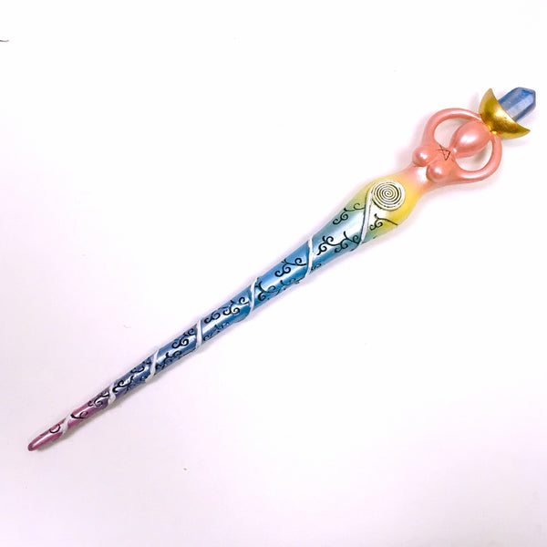 Rainbow Chakra Spiral Goddess Magic Wand