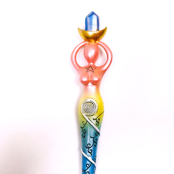 Rainbow Chakra Spiral Goddess Magic Wand